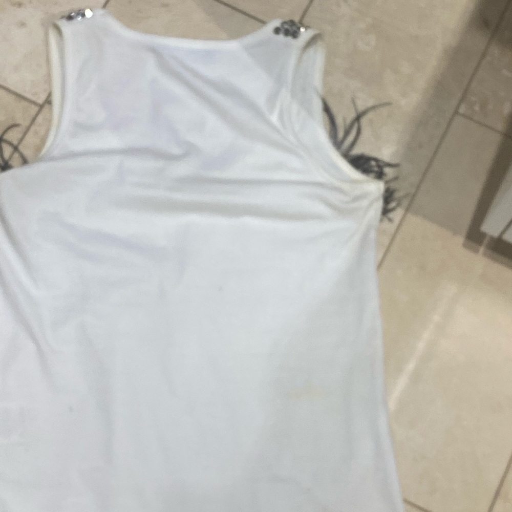 💫💥🎉 RARE Givenchy ostrich feather silver stud cotton tank S - Picture 7 of 11